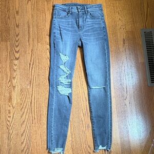 American Eagle Distressed Charcoal Gray Women's Jeans